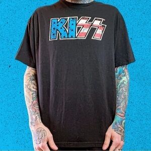 KISS retro modern band t shirt mens XXL black blue red